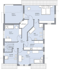 BAUMEISTER-HAUS - Haus Fuchs - Grundriss Dachgeschoss