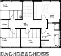 Sonnleitner Holzbauwerke - Kundenhaus Augsburg - Grundriss Dachgeschoss